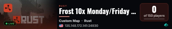 Frost 10x Monday/Friday | Instant craft | US Central live status badge