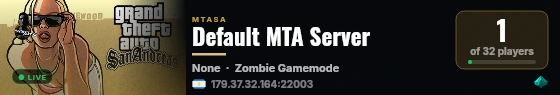 Default MTA Server live status badge