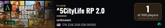 ^5CityLife RP 2.0 live status badge