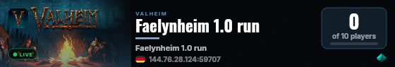 Faelynheim 1.0 run live status badge
