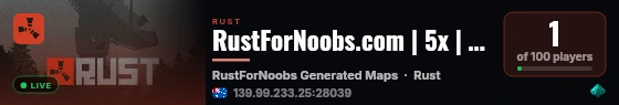 RustForNoobs.com | 5x | Solo Duo Trio |x5 AU | No BPs | Kits live status badge