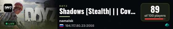 Shadows [Stealth| | | Covert| Tactical] live status badge