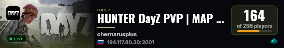 HUNTER DayZ PVP | MAP | LOOT+ live status badge