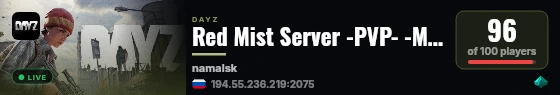 Red Mist Server -PVP- -MODDED- -LOOT+- -HC- live status badge