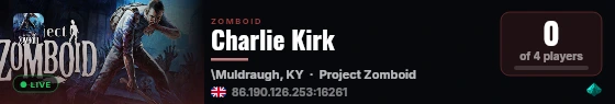 Charlie Kirk live status badge