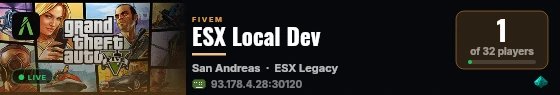 ESX Local Dev live status badge