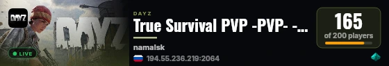True Survival PVP -PVP- -HC- -LOOT+- -NO TRADERS- live status badge