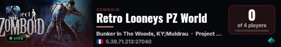 Retro Looneys PZ World live status badge
