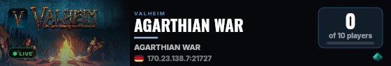 AGARTHIAN WAR live status badge