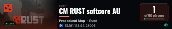 CM RUST softcore AU live status badge