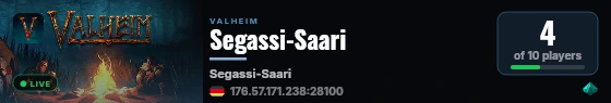 Segassi-Saari live status badge