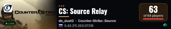 CS: Source Relay live status badge