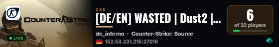 [DE/EN] WASTED | Dust2 | Inferno | Nuke | 128 Tick live status badge