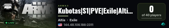 Kubotas|S1|PVE|Exile|Altis|BaseSpawn|RoamingAI|DMS| live status badge