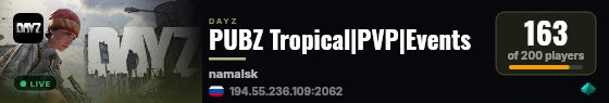 PUBZ Tropical|PVP|Events live status badge