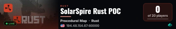 SolarSpire Rust POC live status badge