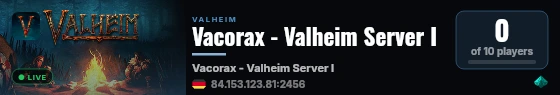 Vacorax - Valheim Server I live status badge