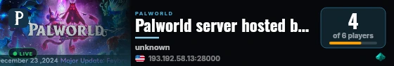Palworld server hosted by G-Portal live status badge