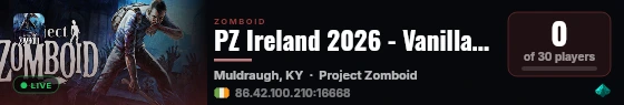 PZ Ireland 2026 - Vanilla Mode B42 live status badge