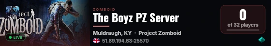 The Boyz PZ Server live status badge