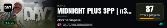 MIDNIGHT PLUS 3PP | n3 | Chernarus | WIPE 19.09 live status badge