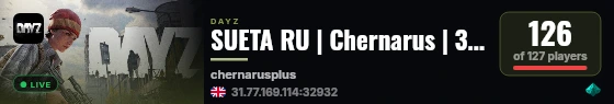 SUETA RU | Chernarus | 3PP | PVP MORE LOOT | WIPE 12.09 live status badge