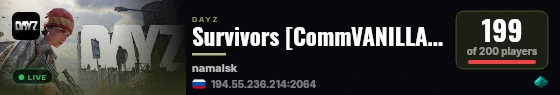 Survivors [CommVANILLA| Team| Intense| Survival] live status badge