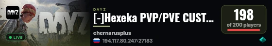 [-]Hexeka PVP/PVE CUSTOM BUILDING | Quests | Cars | Trader | 20x Loot live status badge