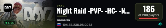 Night Raid -PVP- -HC- -NO SAFEZONE- -RAID- -NIGHT+- live status badge