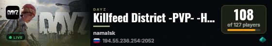 Killfeed District -PVP- -HC- -KOS- -NO SAFEZONE- live status badge