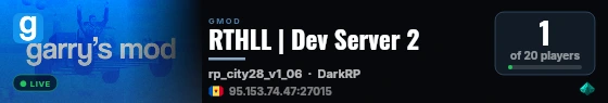 RTHLL | Dev Server 2 live status badge