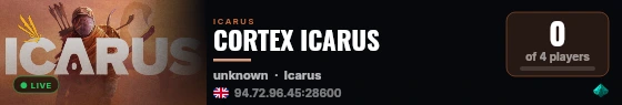 CORTEX ICARUS live status badge