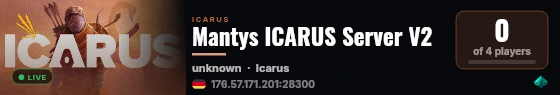 Mantys ICARUS Server V2 live status badge
