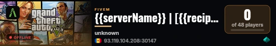 {{serverName}} | [{{recipeName}}] live status badge