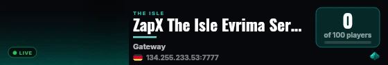 ZapX The Isle Evrima Server live status badge