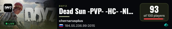 Dead Sun -PVP- -HC- -NIGHT+- -NO SAFEZONE- live status badge