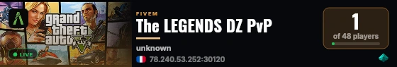 The LEGENDS DZ PvP live status badge