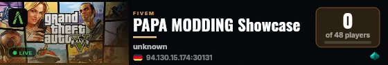 PAPA MODDING Showcase live status badge