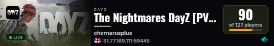 The Nightmares DayZ [PVE][RU][CHERNO]-1 live status badge