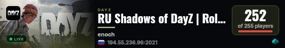 RU Shadows of DayZ | Roleplay, Zombies live status badge