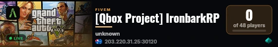 [Qbox Project] IronbarkRP live status badge