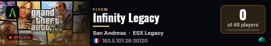 Infinity Legacy live status badge