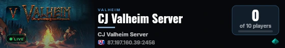 CJ Valheim Server live status badge