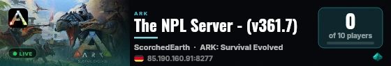 The NPL Server - (v361.7) live status badge