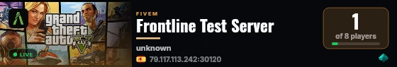 Frontline Test Server live status badge
