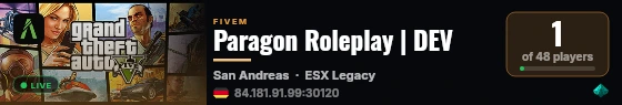 Paragon Roleplay | DEV live status badge