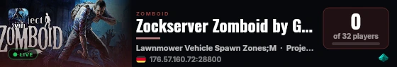 Zockserver Zomboid by G-PORTAL.com live status badge