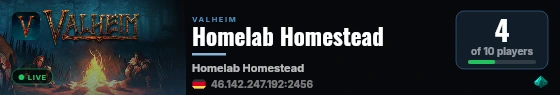 Homelab Homestead live status badge