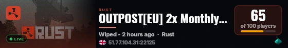OUTPOST[EU] 2x Monthly |Solo/Duo| Just Wiped #2 live status badge
