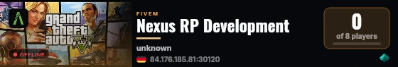 Nexus RP Development live status badge